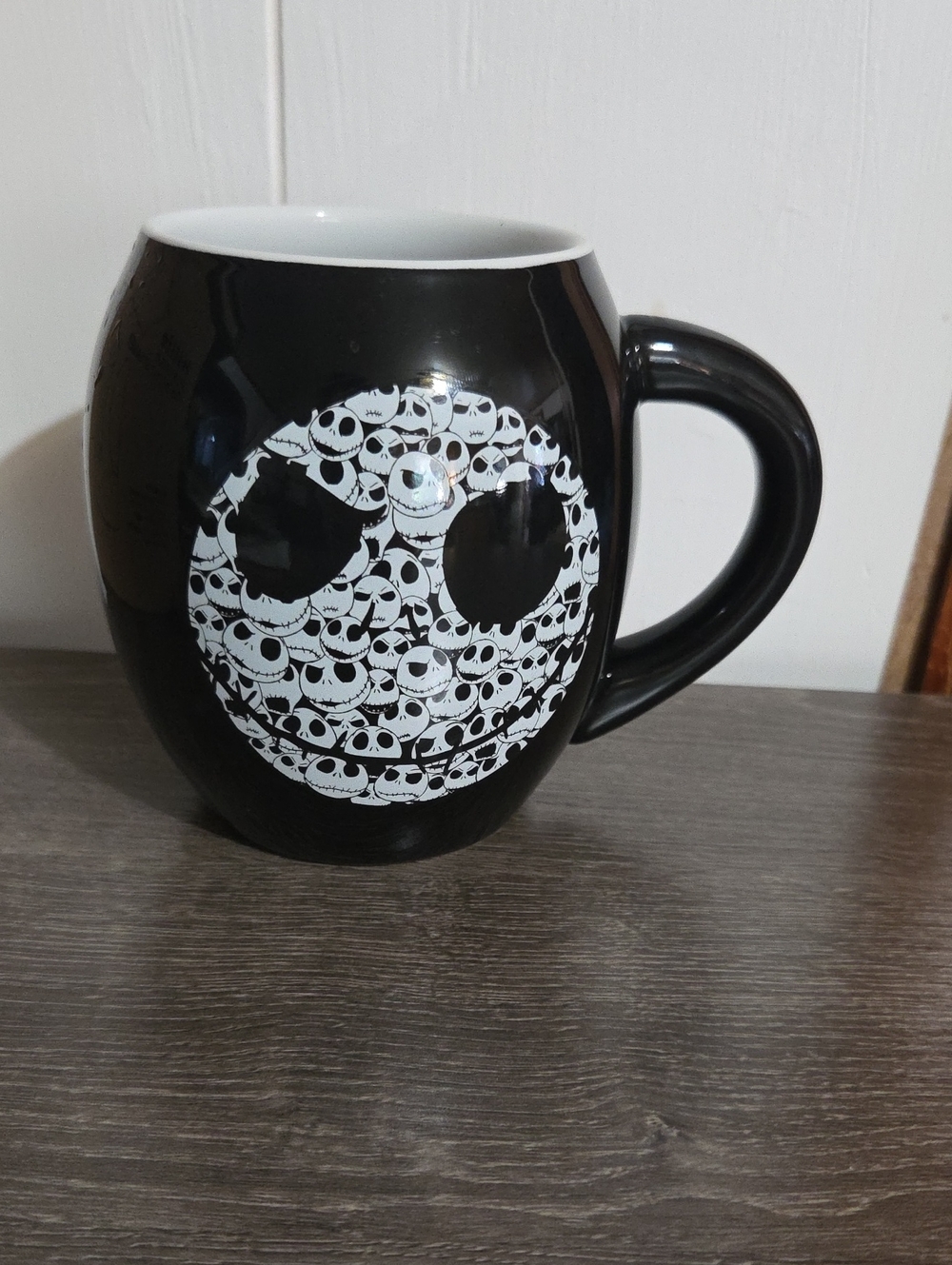 Disney Black Mug with White Jack Skellington Mosaic